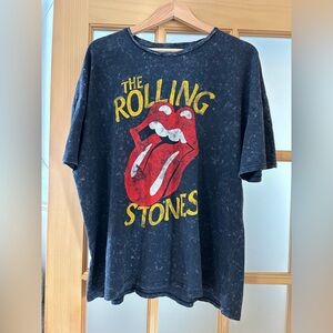 the Rolling Stones Short Sleeve Tee in Black with Red & Yellow Logo